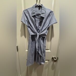 Forever 21 Blue and White Wrap Midi Dress